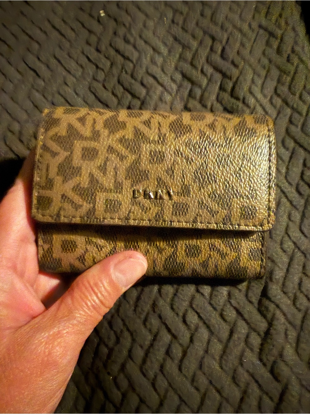 DKNY Brown Monogram Trifold Wallet